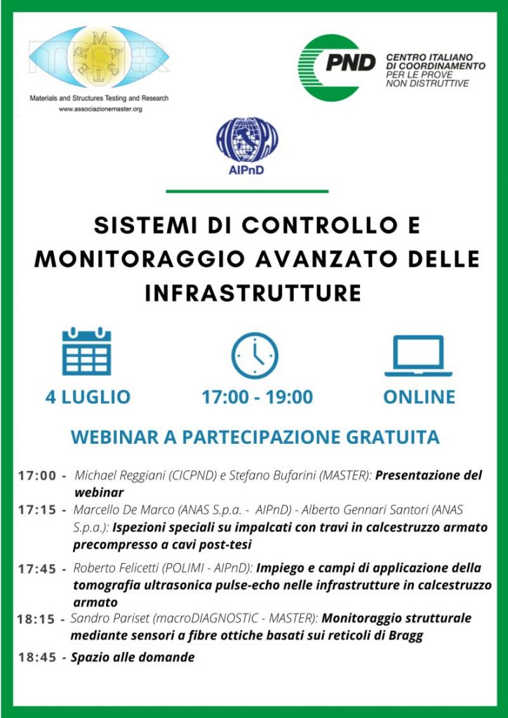 WEBINAR ONLINE  Sistemi di Controllo e Monitoraggio Avanzato delle Infrastrutture  ­